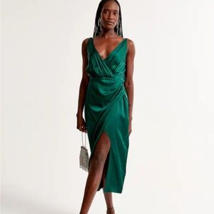 Satin draped midi dress